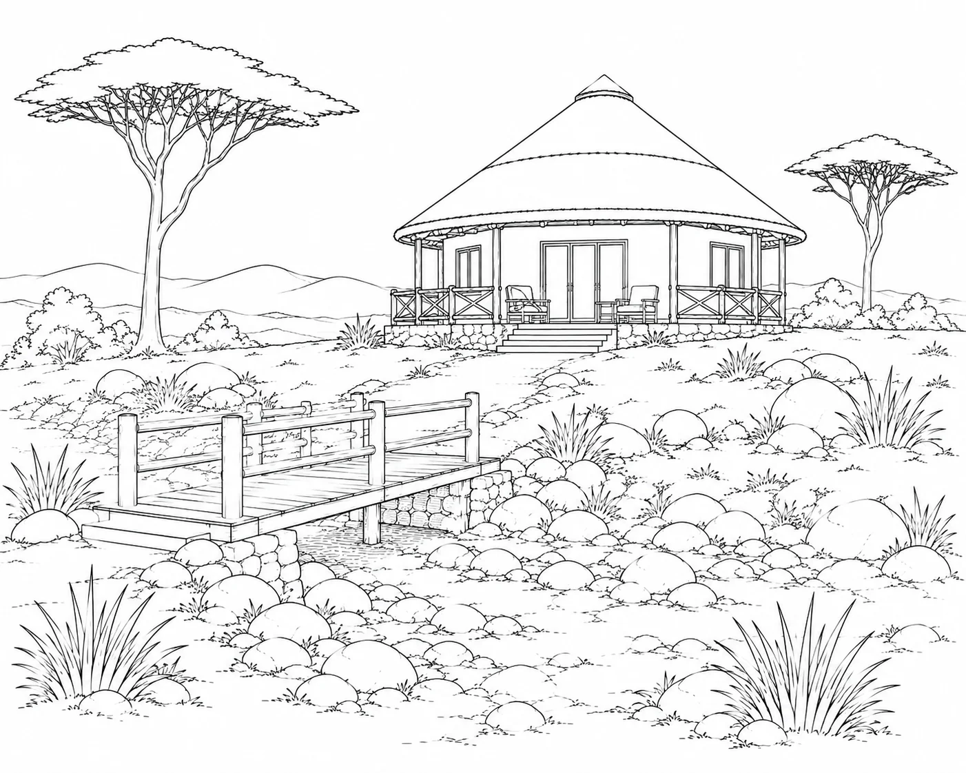 Lagoon Rainforest Hut Coloring Page