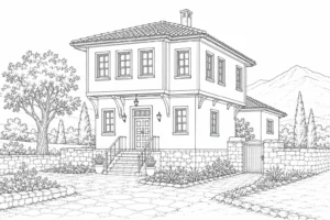 Lakeside Cabin Scene 463 Coloring Page