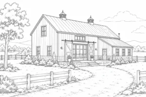 Lakeside Cabin Scene 630 Coloring Page