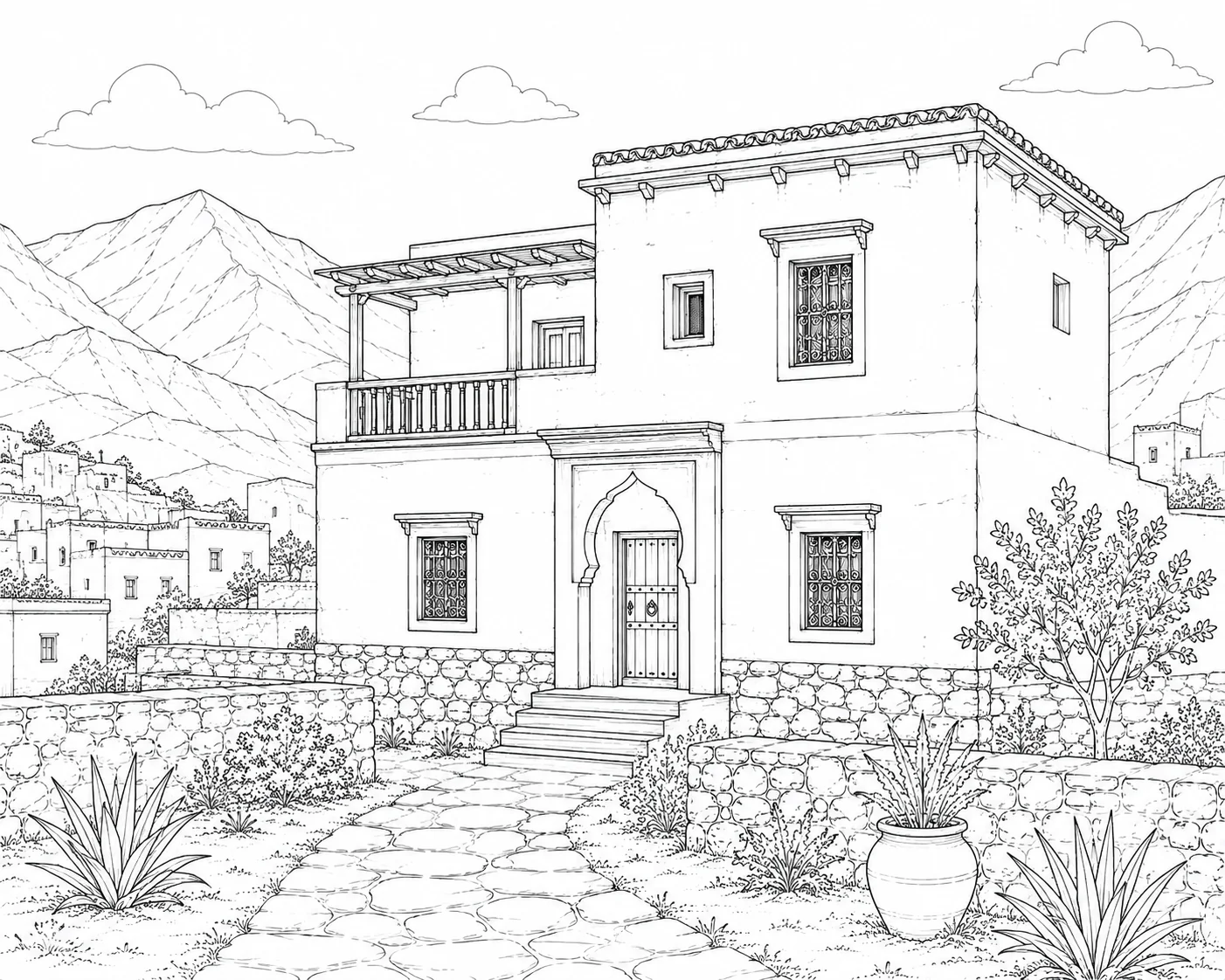 Lakeside Cabin Scene 654 Coloring Page