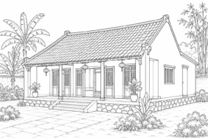 Lakeside Cabin Scene 678 Coloring Page