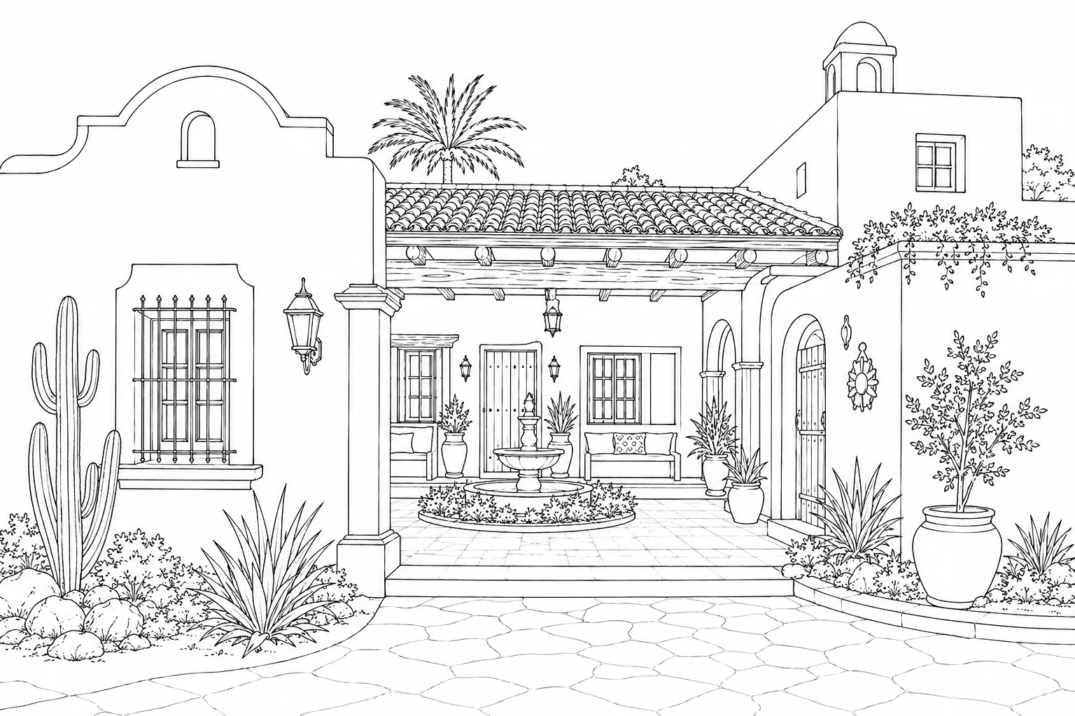 Lakeside House Scene 112 Coloring Page