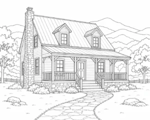 Mediterranean Villa Scene 247 Coloring Page