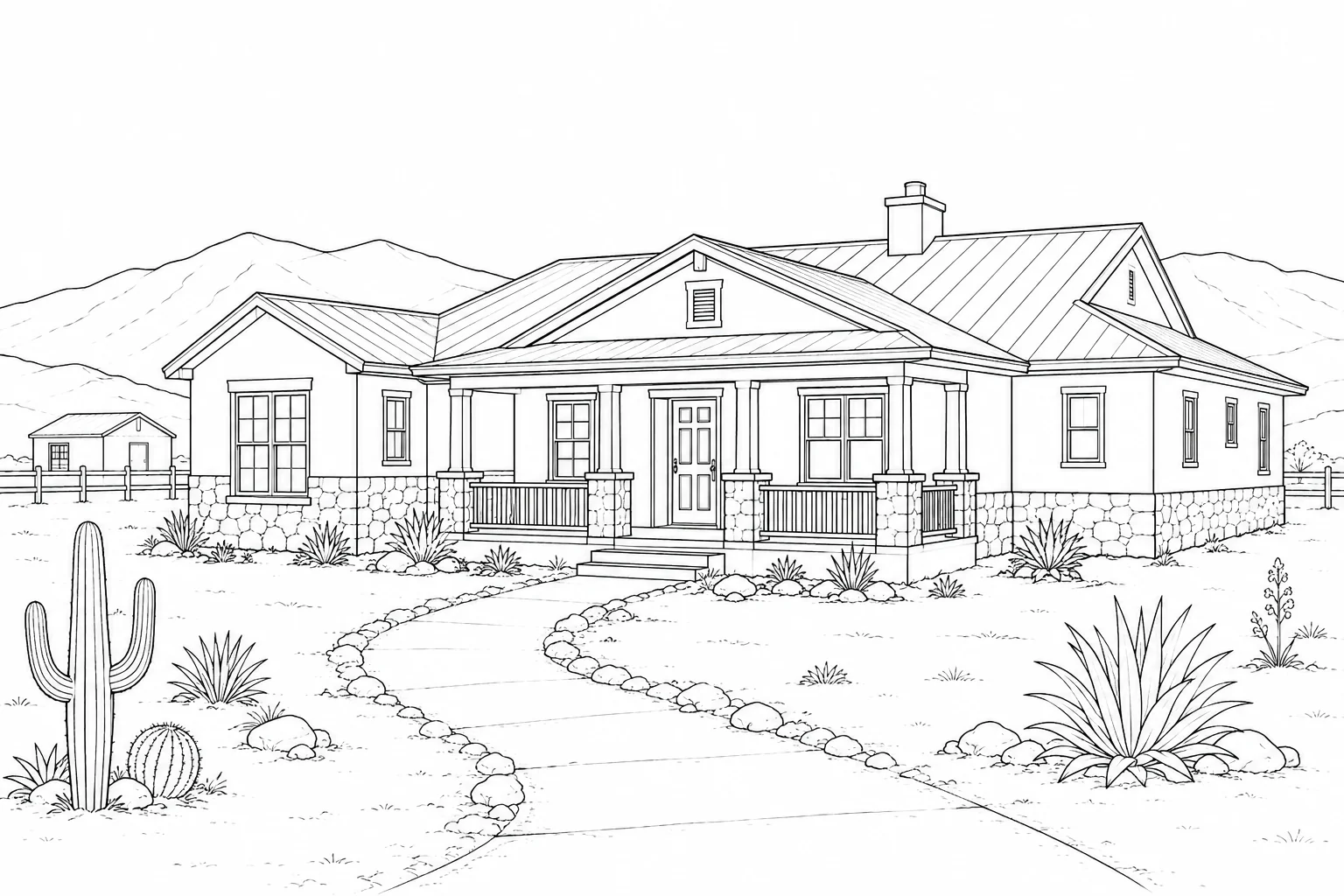 Mediterranean Villa Scene 499 Coloring Page