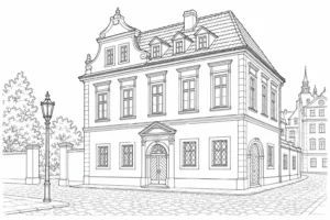 Modern Garden Home Scene 078 Coloring Page
