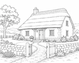 Modern Garden Home Scene 288 Coloring Page