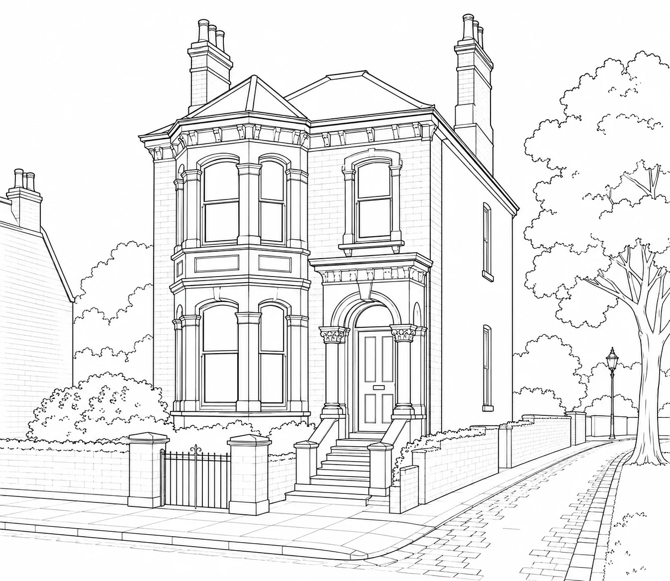 Modern Porch House Scene 436 Coloring Page