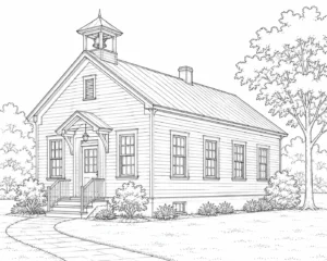 Mountain Cabin Scene 545 Coloring Page