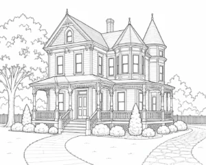 Mountain Chalet Scene 245 Coloring Page