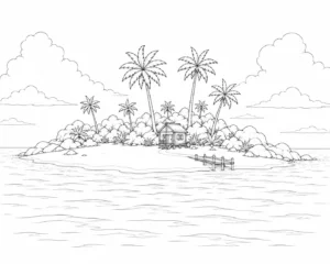 Mushroom Pirate Island Cabin Coloring Page