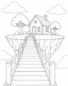 Quiet Forest Cottage Coloring Page