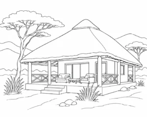 Quiet Safari Hut Coloring Page