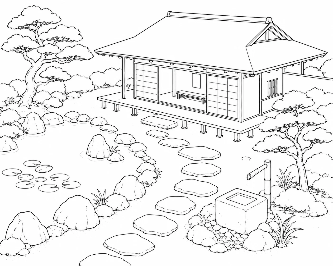 Rustic Crystal Cave House Coloring Page