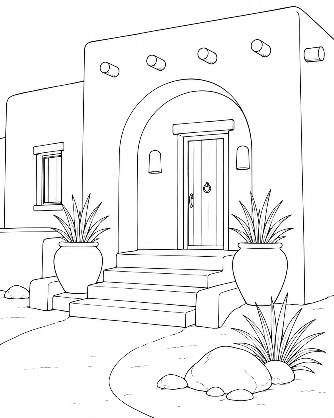 Rustic Mushroom House Coloring Page