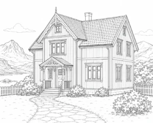 Safari Round Hut Scene 074 Coloring Page