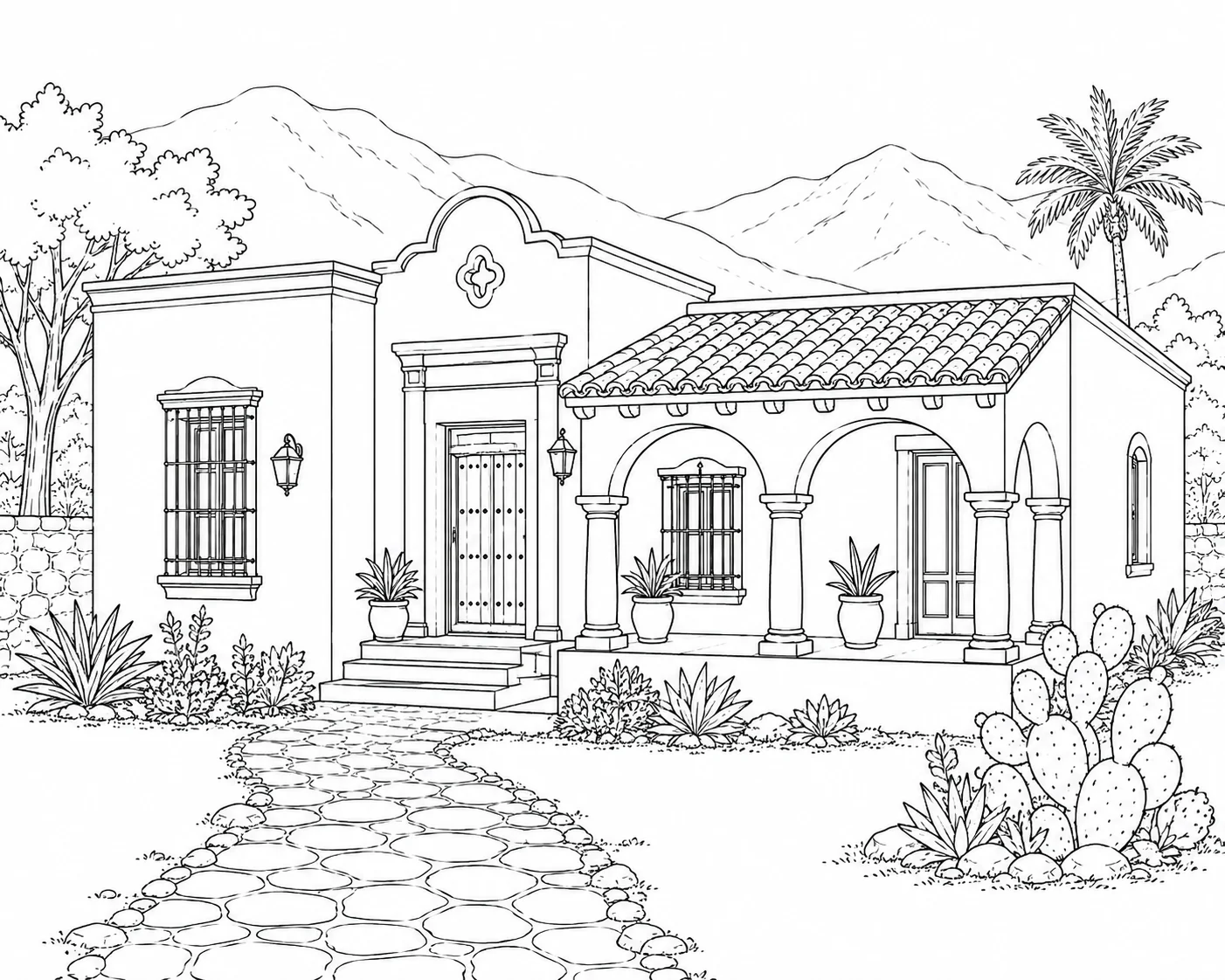 Safari Round Hut Scene 254 Coloring Page