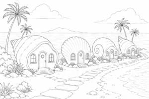 Secret Island Beach Cabin Coloring Page