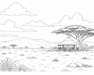 Secret Tropical Rainforest Hut Coloring Page