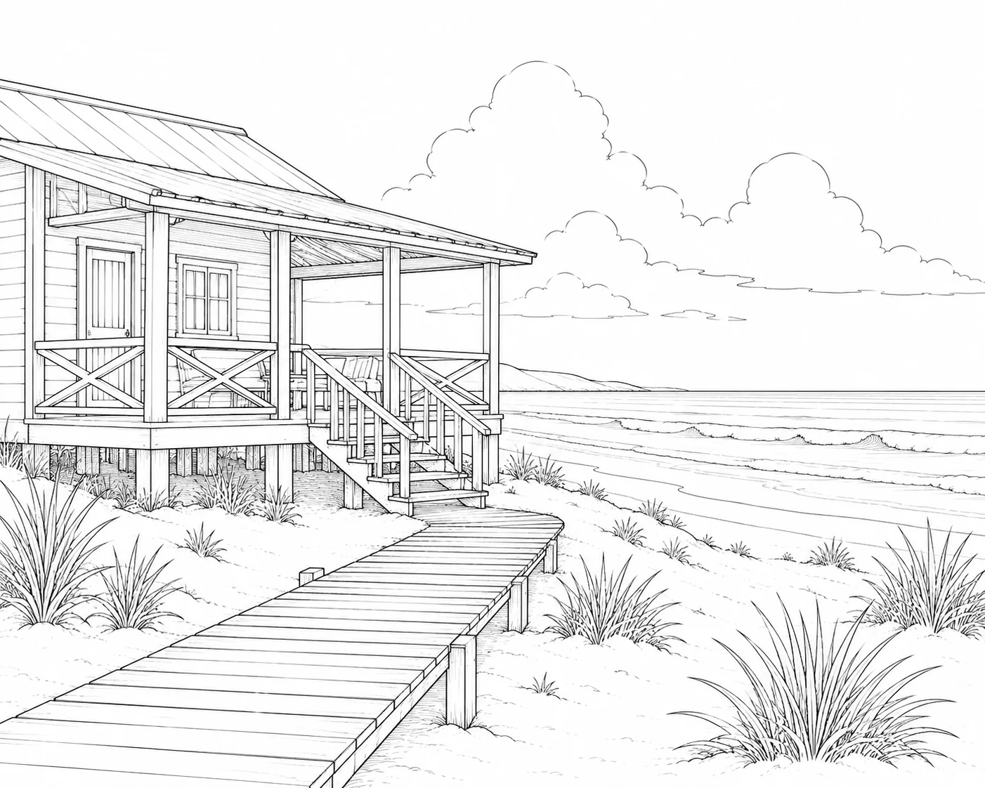Small Beach Hut Coloring Page