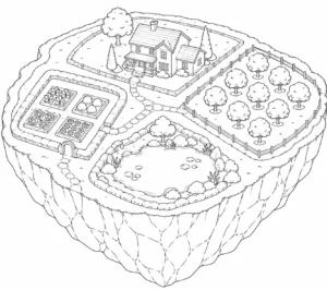 Small Floating Island House Coloring Page