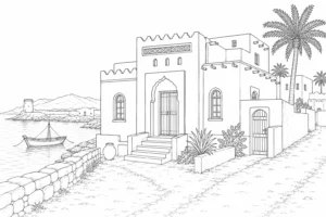 Small Porch House Scene 205 Coloring Page