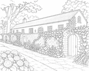 Sunny Japanese Garden Bridge Coloring Page