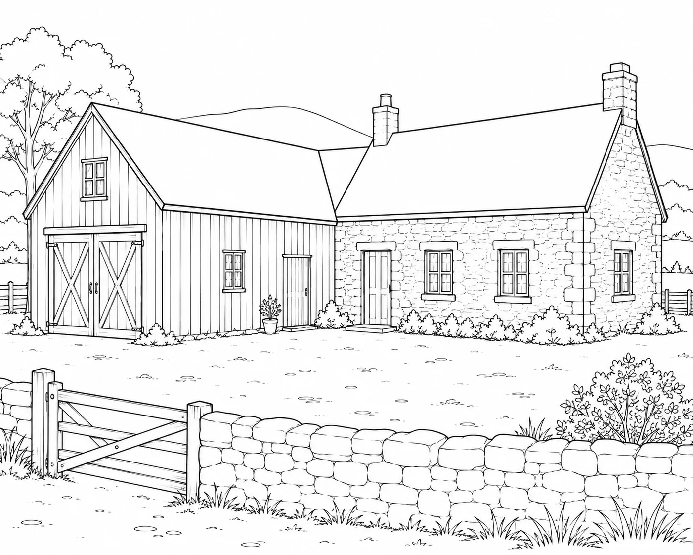 Tea Garden Giant Tree Stump House Coloring Page