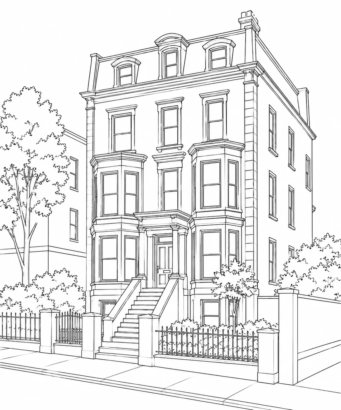 Thatched Village Hut Scene 133 Coloring Page