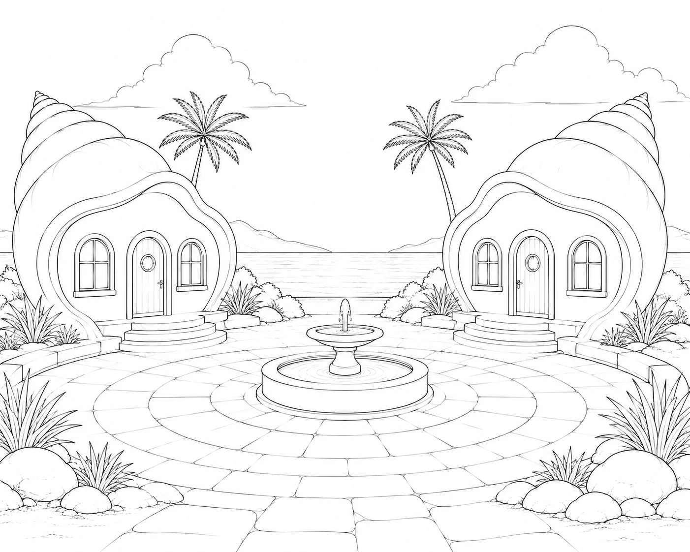 Tiny Pirate Island Cabin Coloring Page