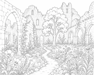 Tower Ancient Ruins Coloring Page
