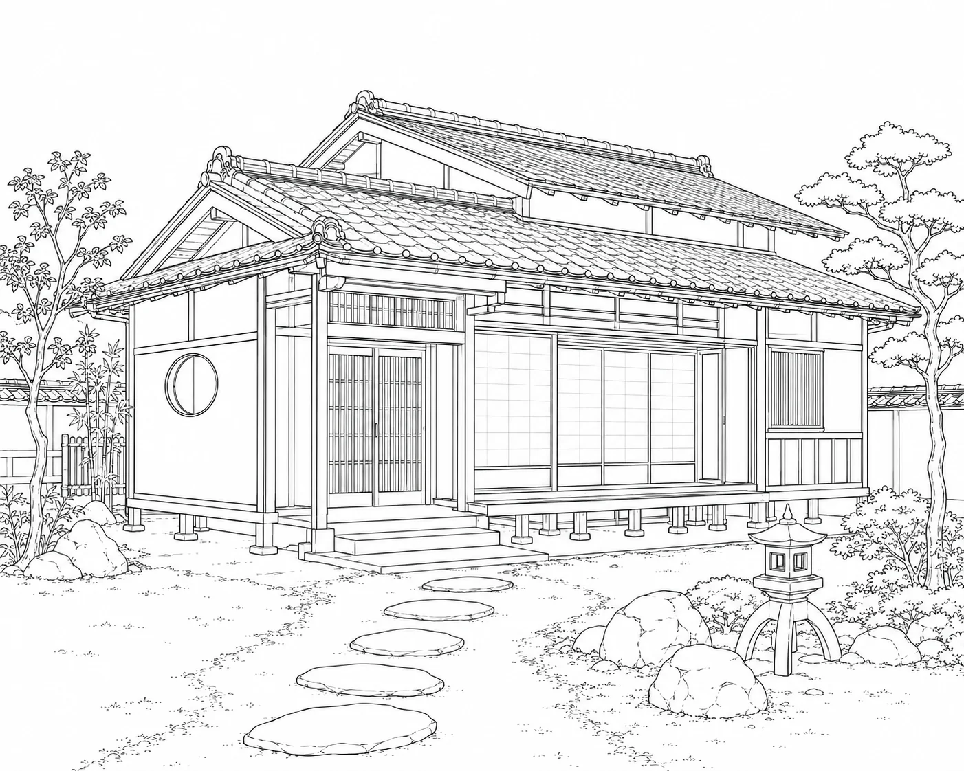 Traditional Japanese House Coloring Page