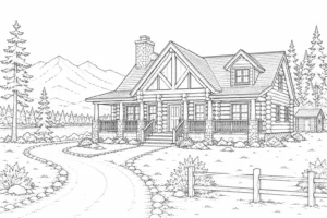 Traditional Japanese House Scene 502 Coloring Page