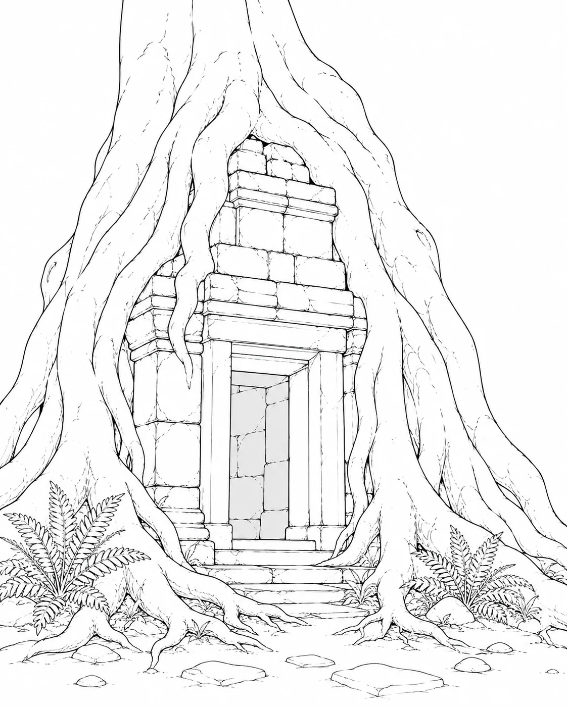 Tree Root Temple Door Coloring Page