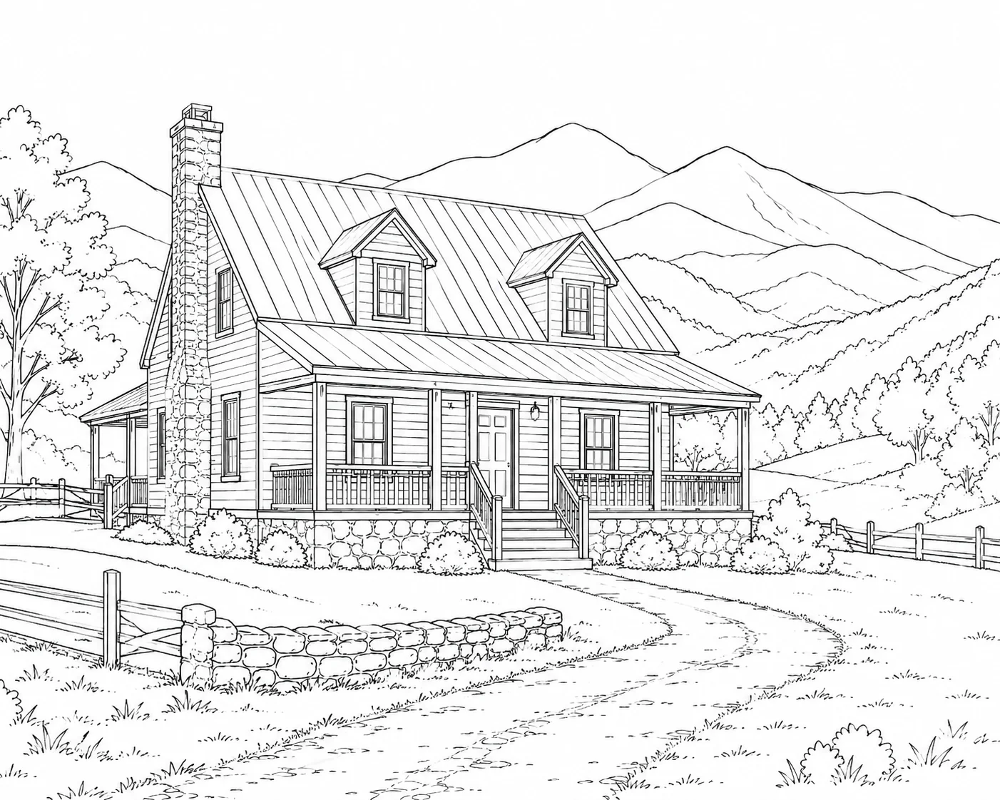 Tropical Bungalow Scene 249 Coloring Page