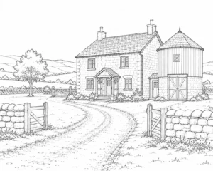 Tropical Bungalow Scene 381 Coloring Page
