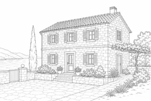 Two Story Country House Coloring Page