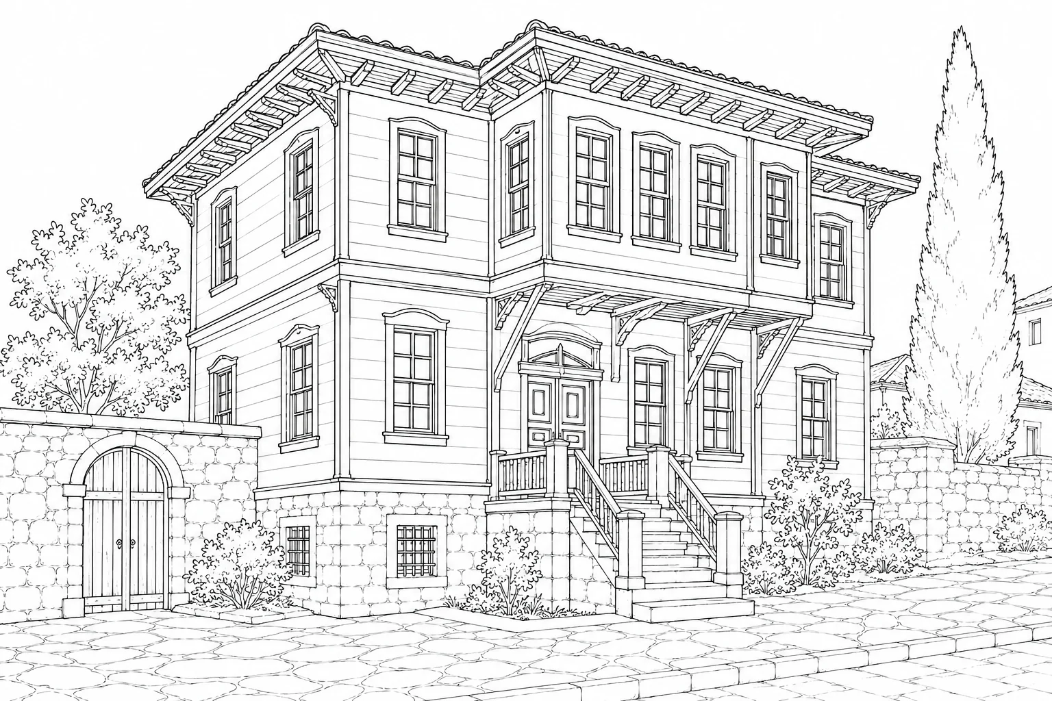 Victorian Garden House Coloring Page