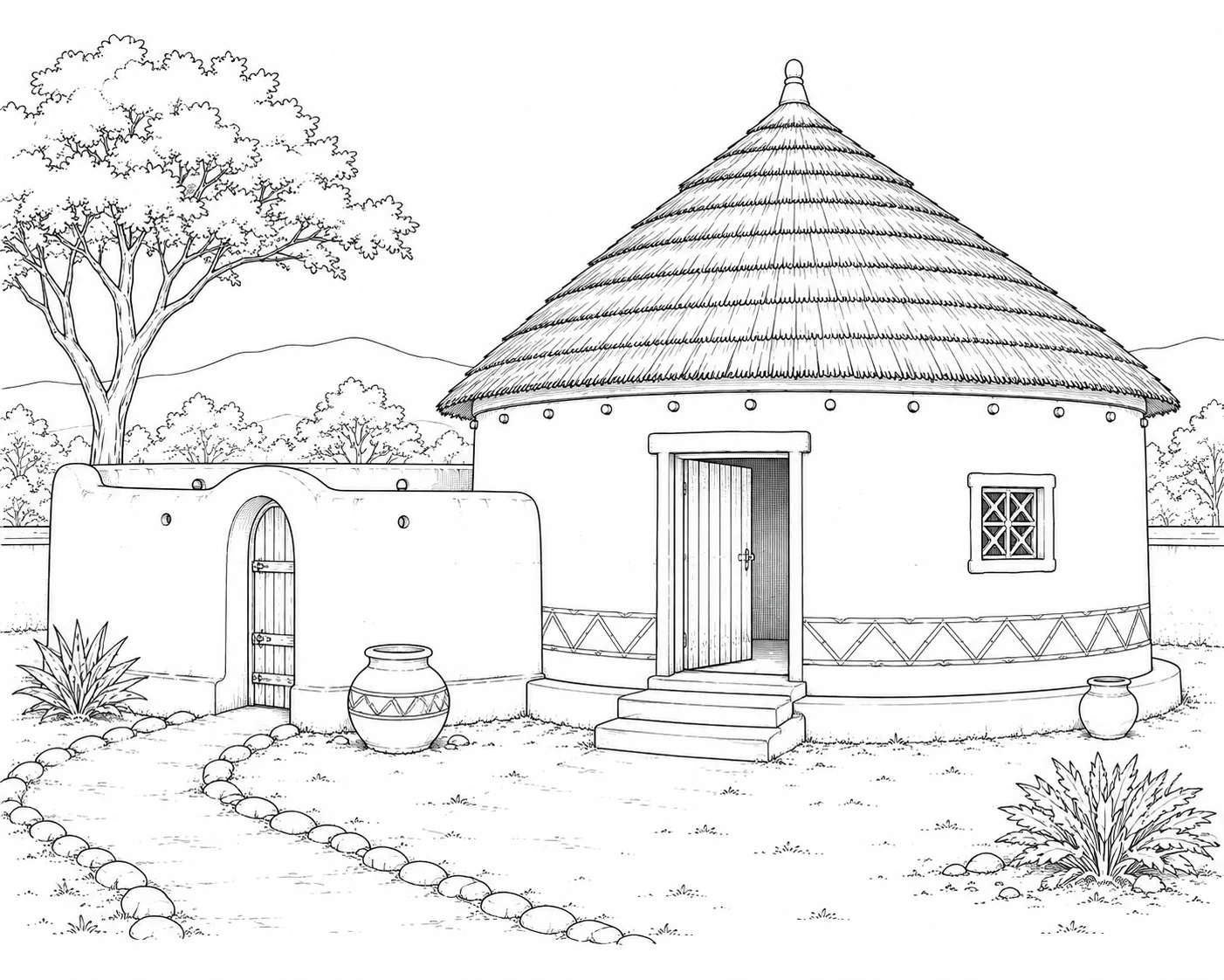 Victorian Garden House Scene 410 Coloring Page
