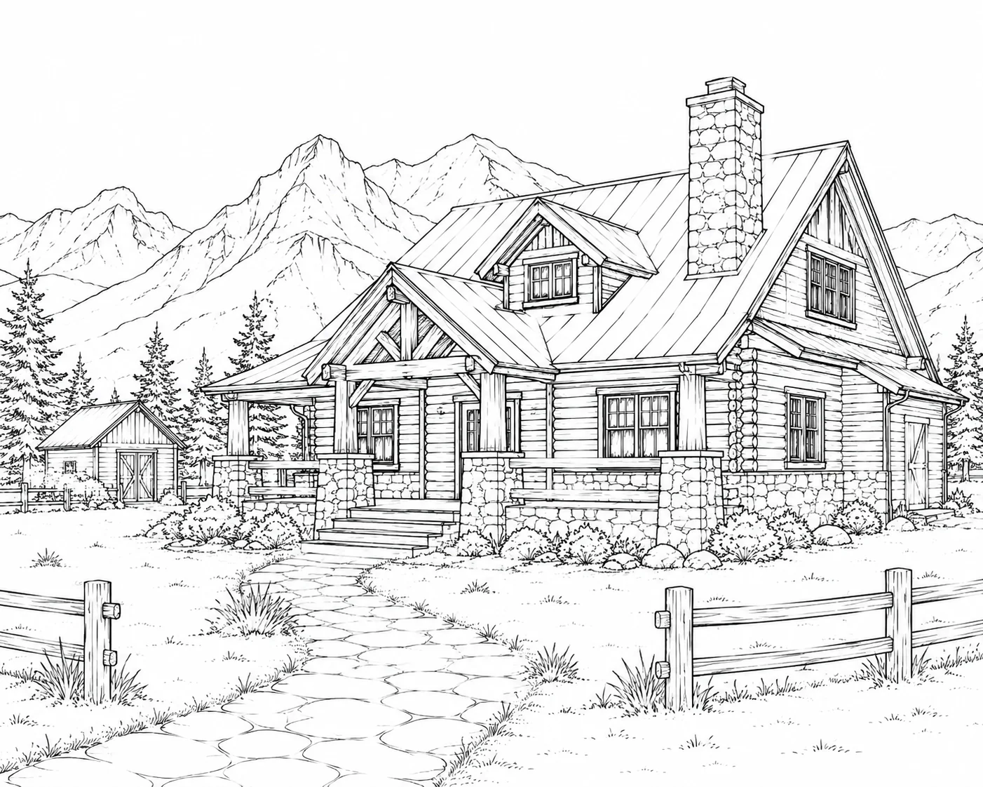 Victorian House Scene 106 Coloring Page