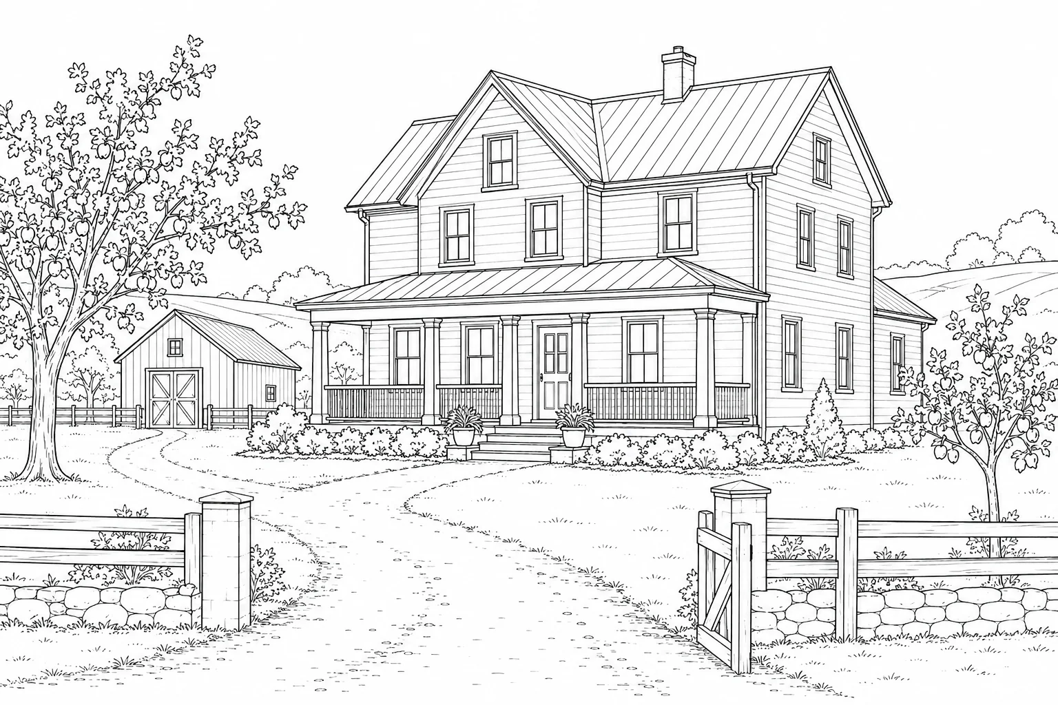 Victorian House Scene 136 Coloring Page