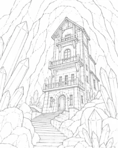 Village Crystal Garden House Coloring Page