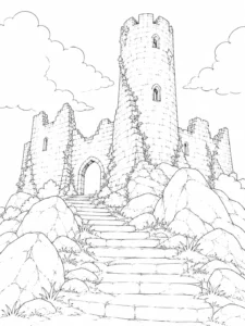 Winding Path Ancient Ruins Coloring Page