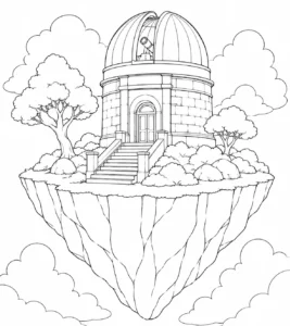 Winding Path Floating Island House Coloring Page