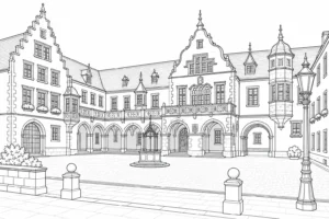 Ancient Archway Scene Coloring Page Set 4