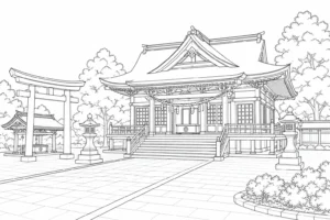Ancient Monument Scene Coloring Page Set 2