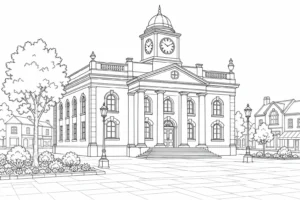 Ancient Temple Scene Coloring Page Set 5