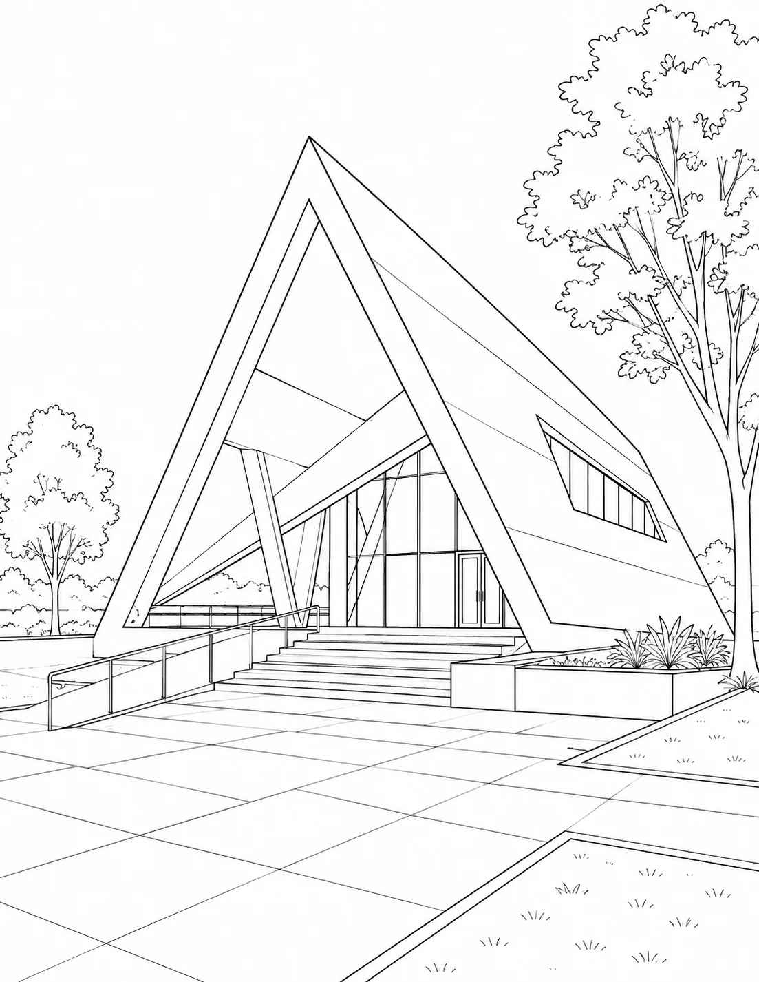 Angular Architecture Scene Coloring Page Set 4