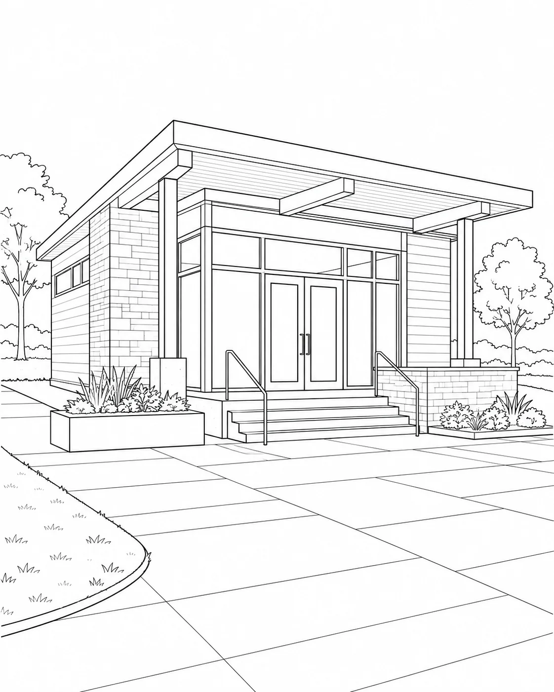 Angular Architecture Scene Coloring Page Set 3