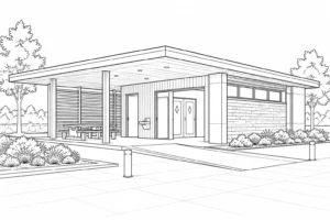 Architectural Glass Facade Scene Coloring Page Set 5