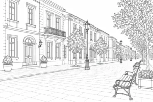 Architecture Street View Scene 202608010232-047 Coloring Page